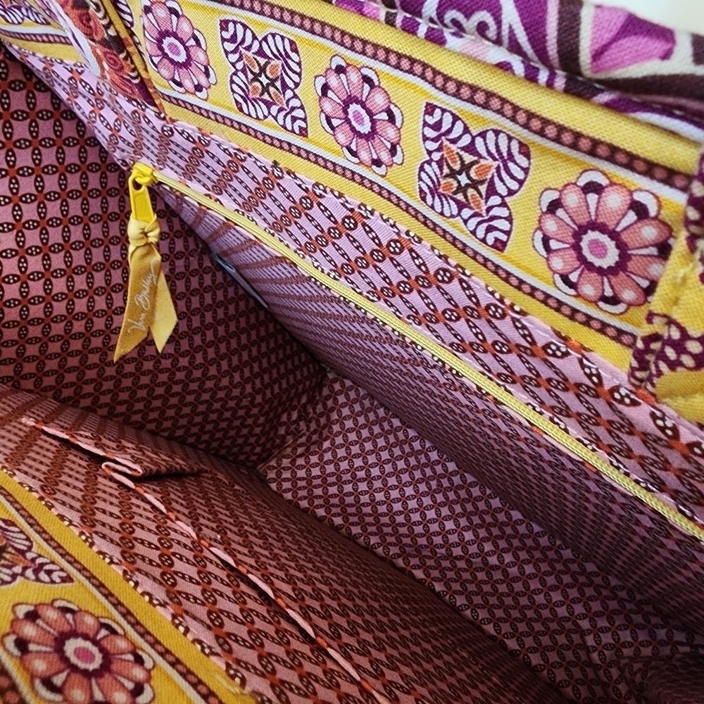 Vera Bradley Tiki Tote With Coconut Shell Clasp Shoulder Bag Pink Yellow Beach - Picture 9 of 12